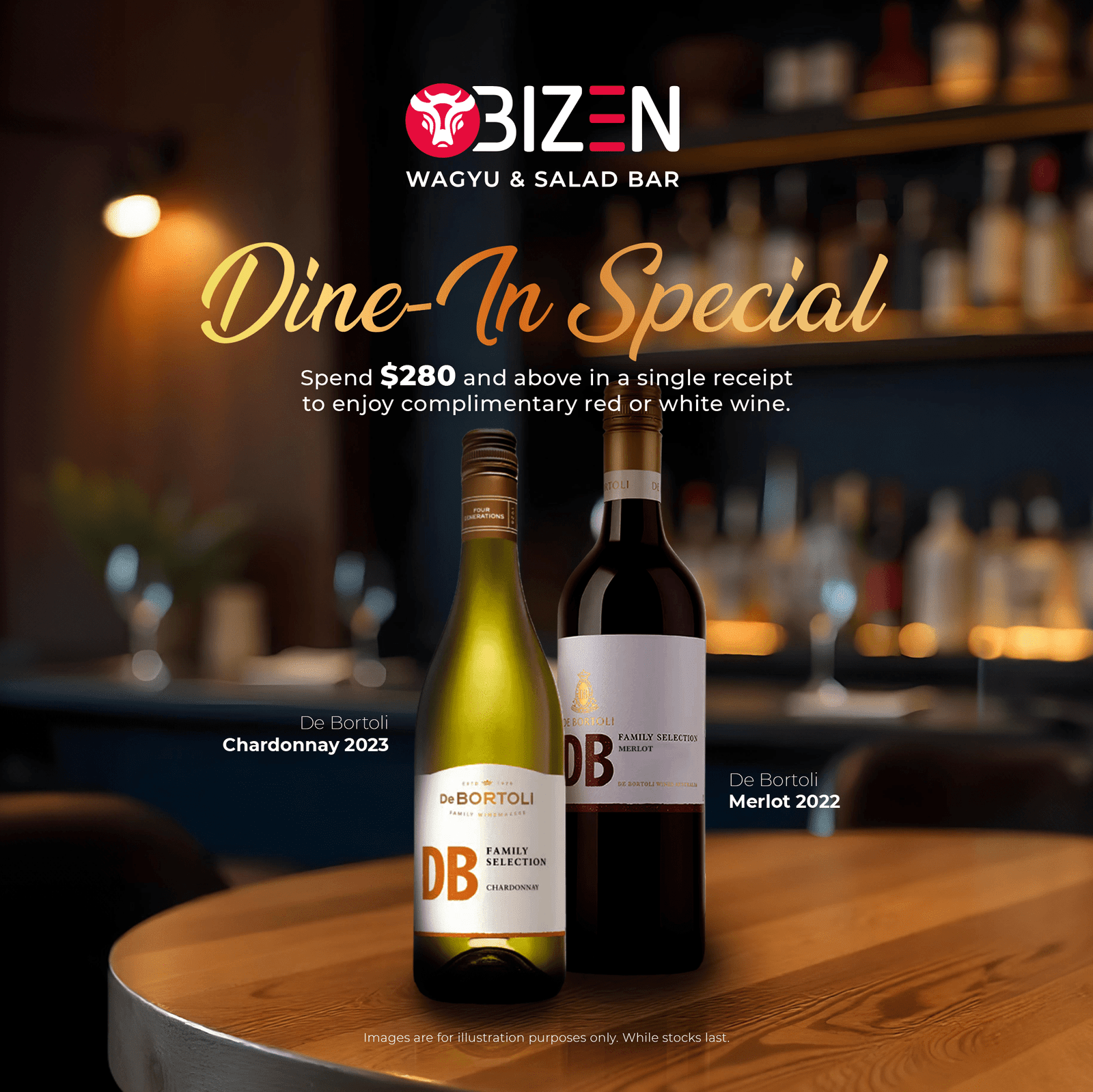 Bizen Wagyu & Salad Bar wine promotion